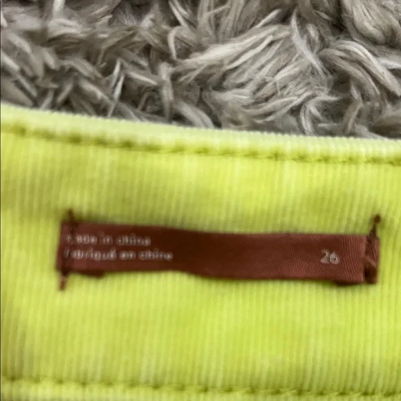 Anthropologie PILCRO Neon Lemon Yellow chartreuse cords High-Rise Jeans - Picture 3 of 8